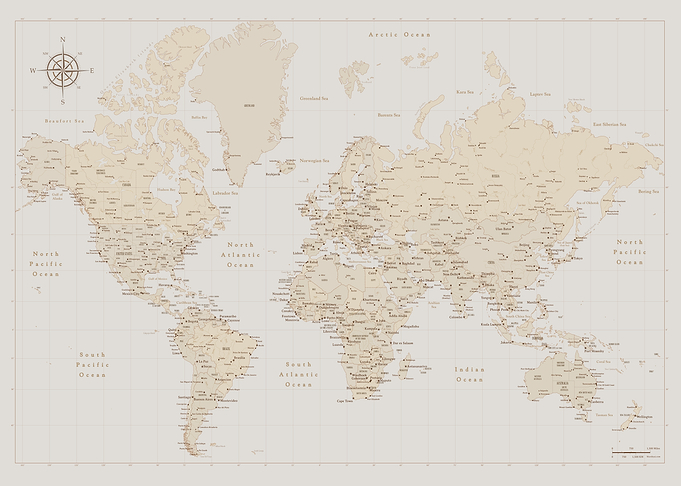 Classic vintage world map