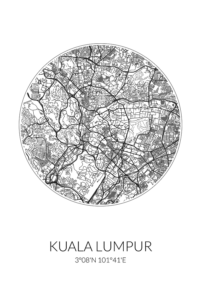 Kuala Lumpur Map White