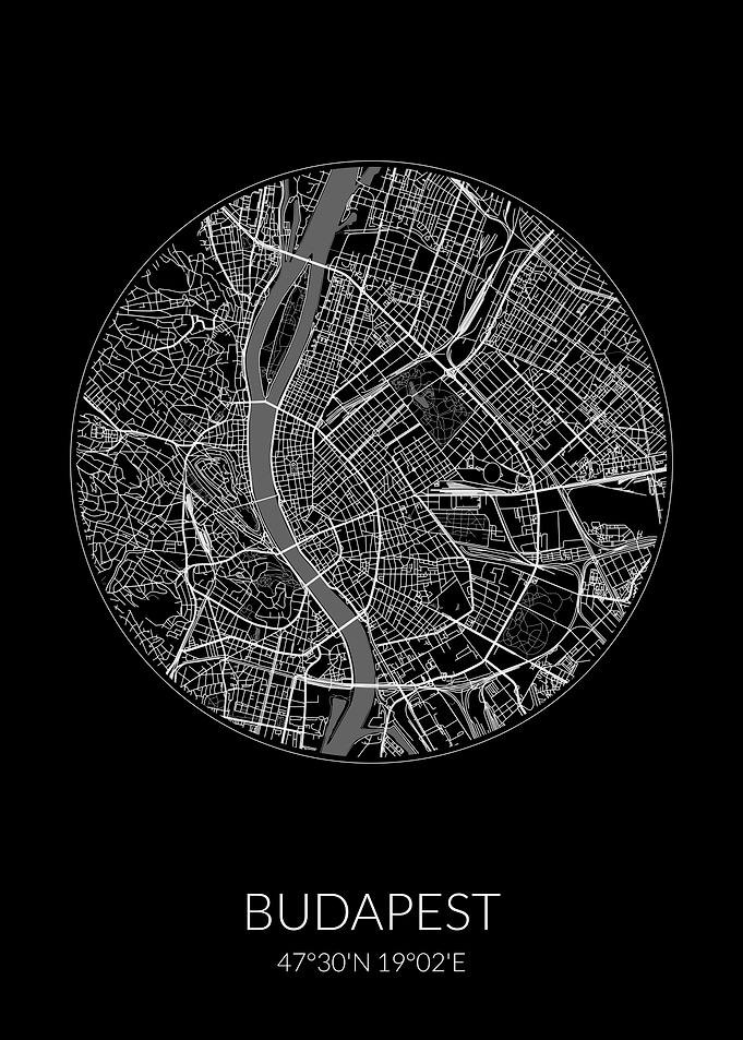 Budapest City Map Black