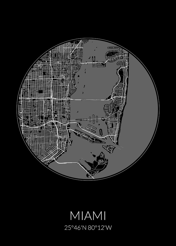 Miami City Map Black