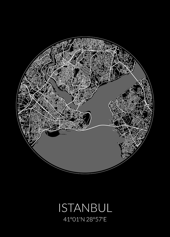 Istanbul City Map Black