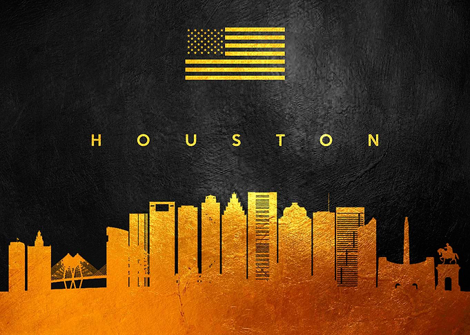 Houston Texas Gold Skyline