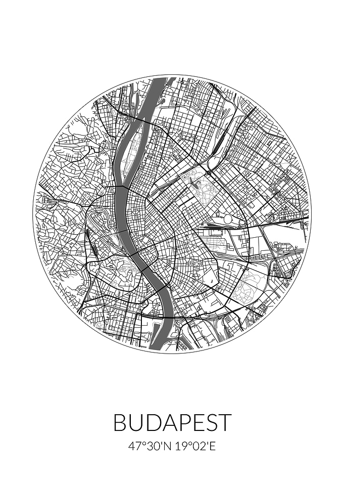 Budapest City Map White