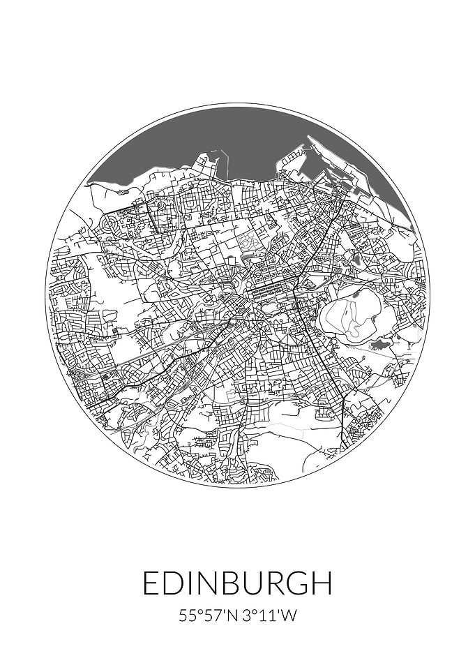 Edinburgh City Map White