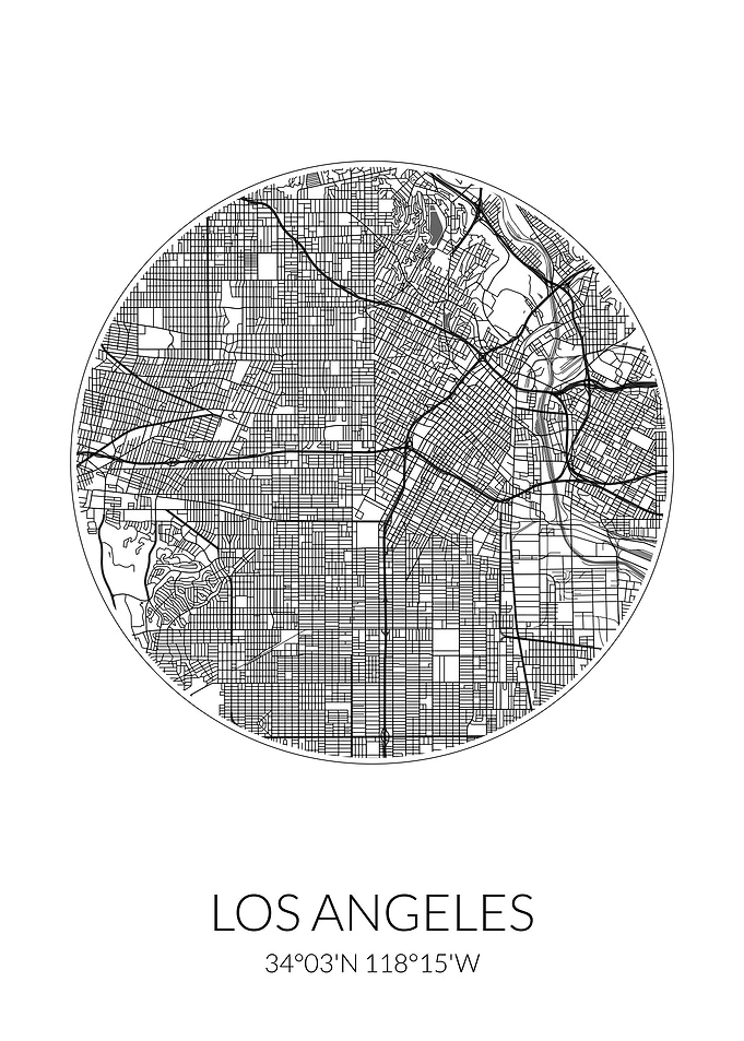 Los Angeles City Map White