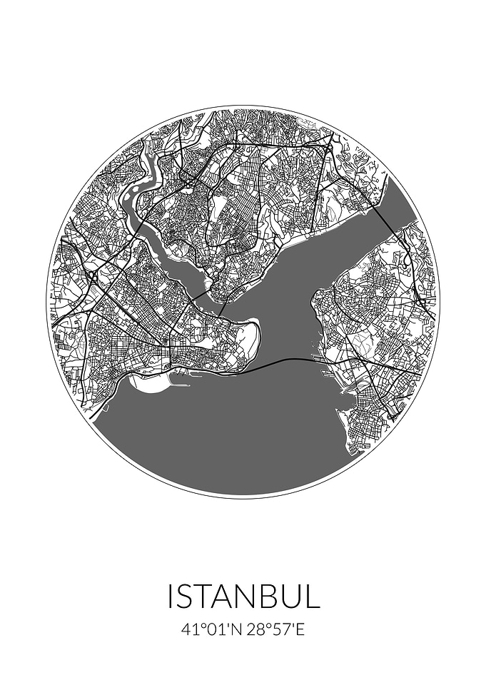 Istanbul City Map White