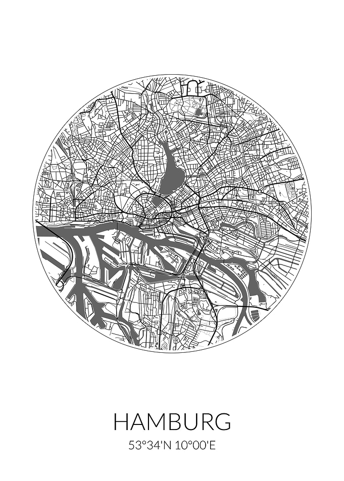 Hamburg City Map White