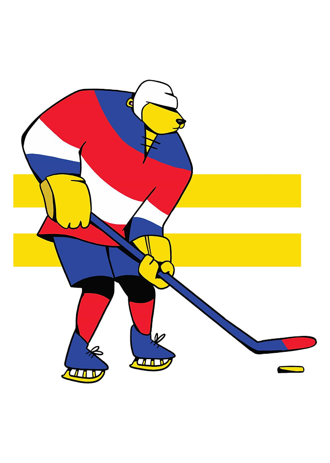 Cartoon Ice Hockey Bear