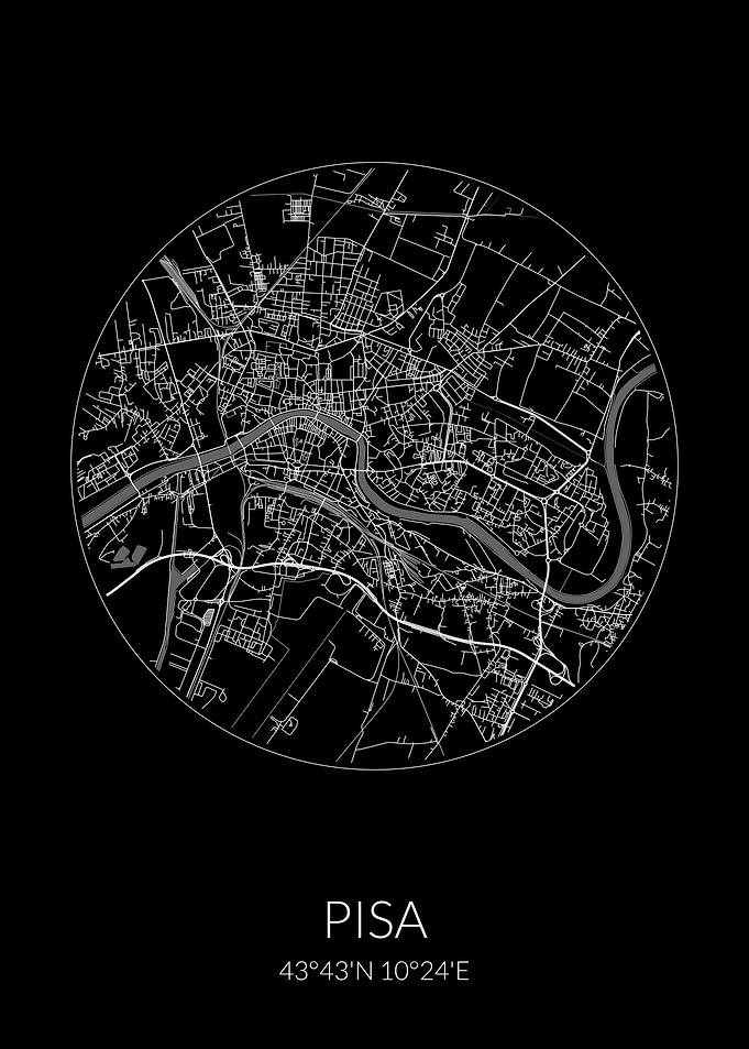 Pisa City Map Black