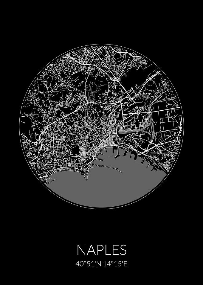 Naples City Map Black