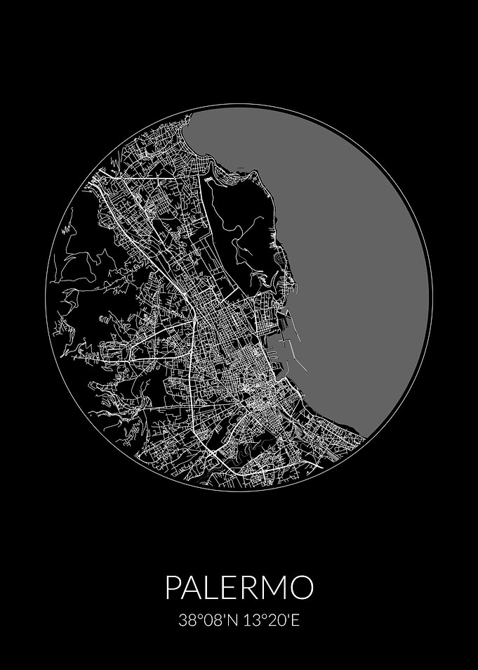 Palermo City Map Black