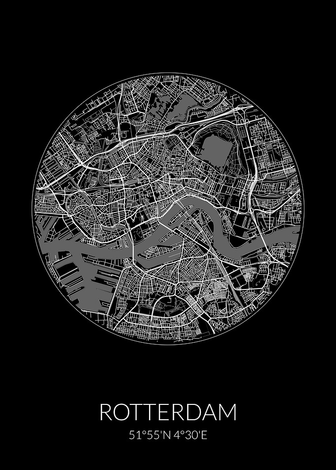 Rotterdam City Map Black