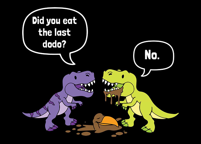 Dinosaur Trex Eat Dodo