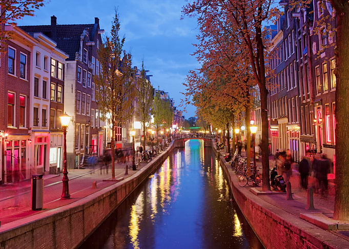 Red Light District at Dusk