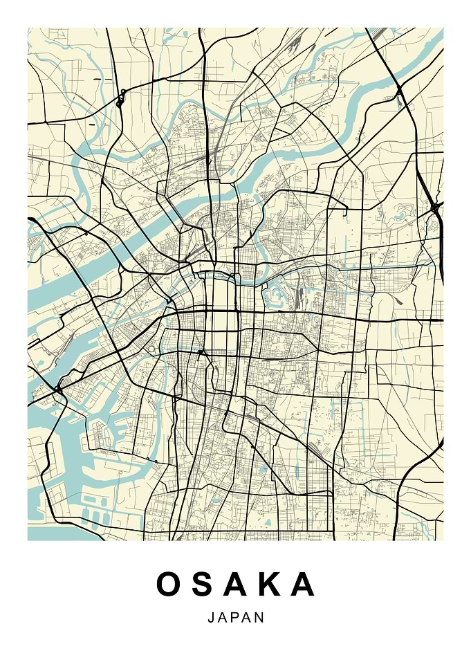 Osaka Japan City Map