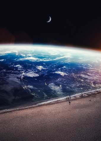 Space Beach Walk at Night