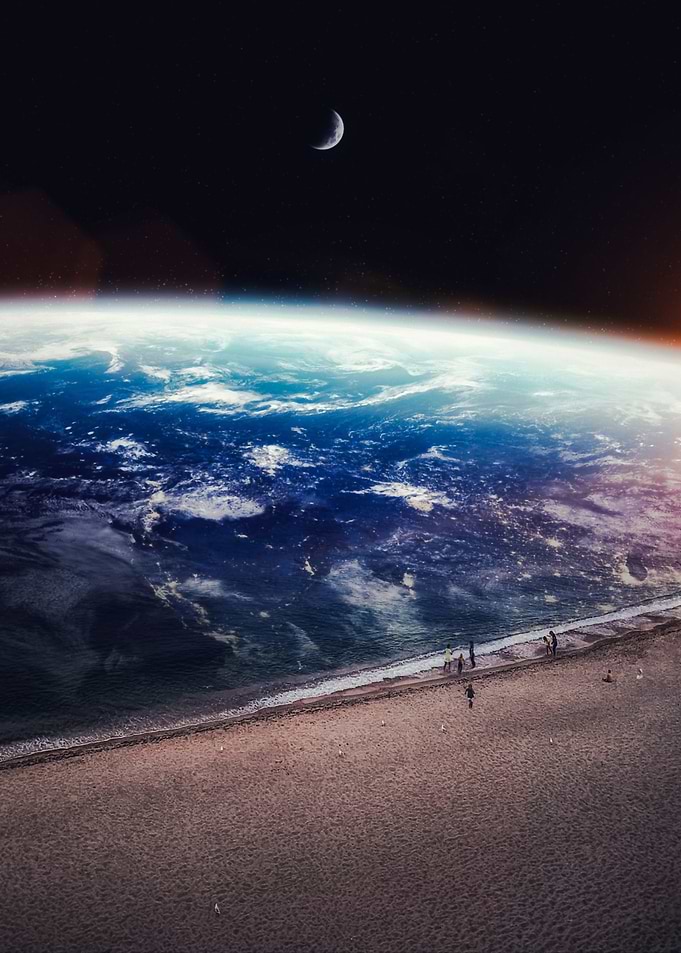 Space Beach Walk at Night