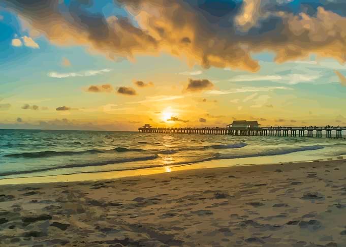 Naples Beach Pier Sunset