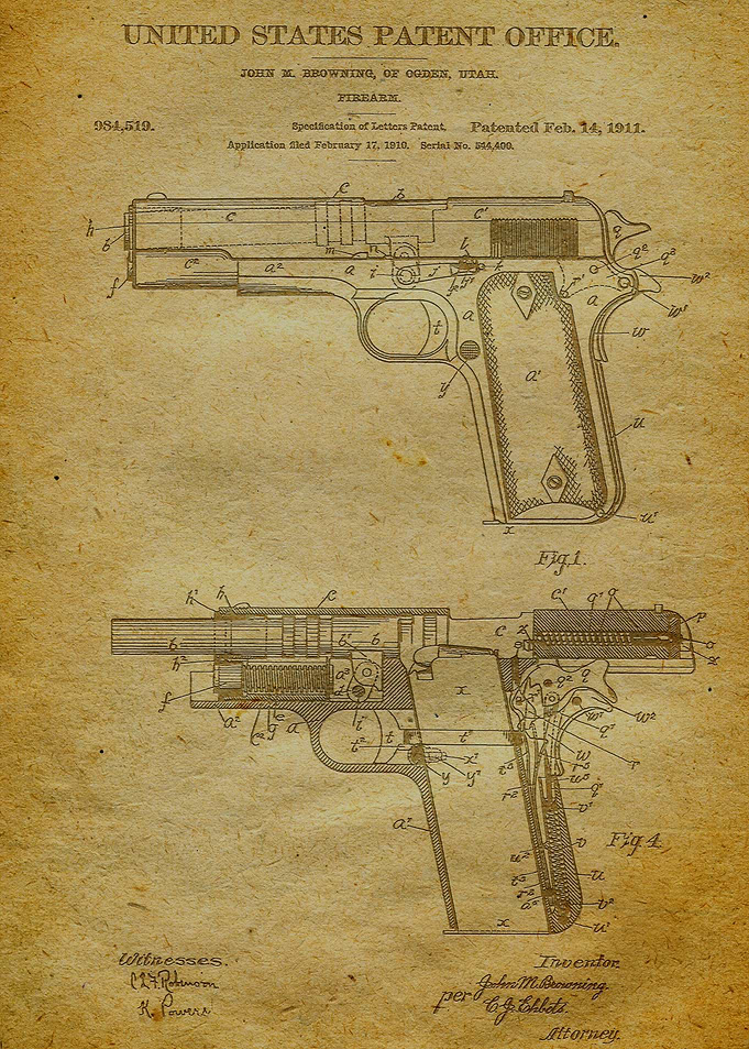 Colt 1911 Firearm Paten