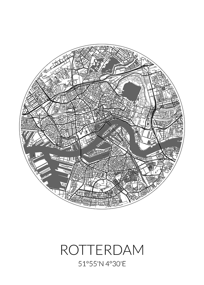 Rotterdam City Map White