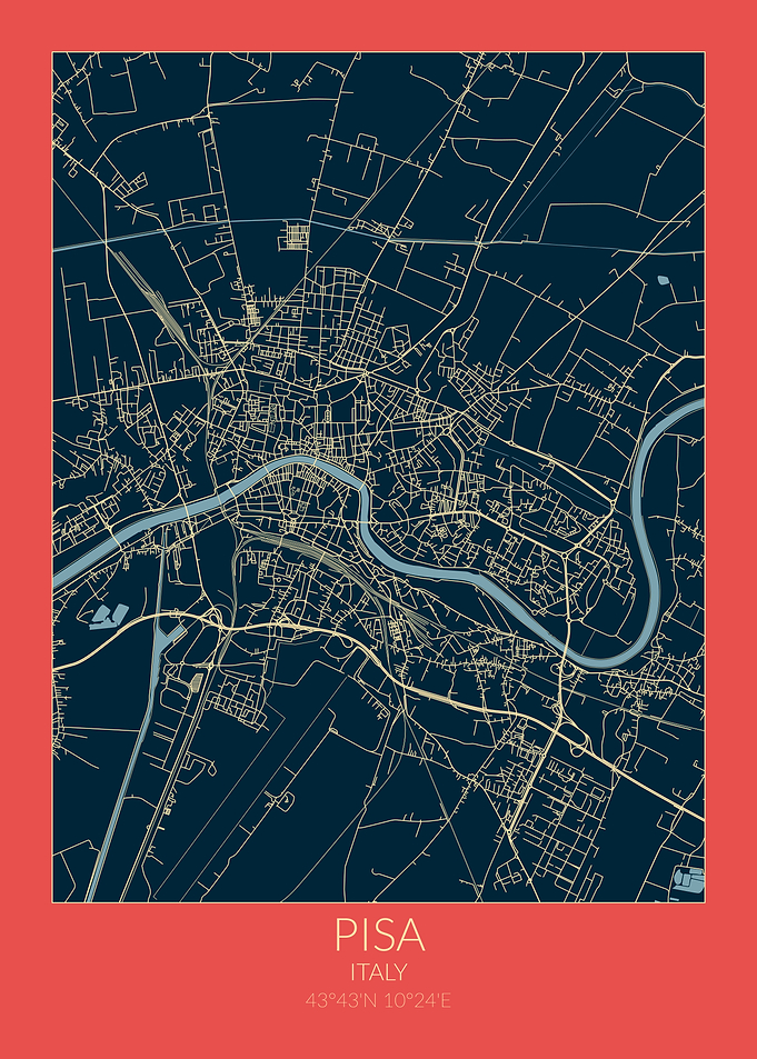Pisa Map Red Blue