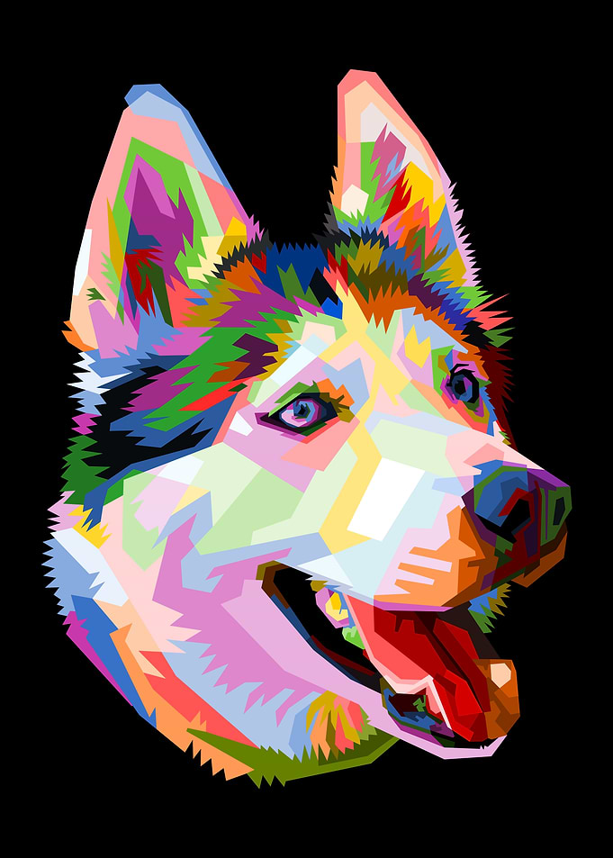colorful dog head