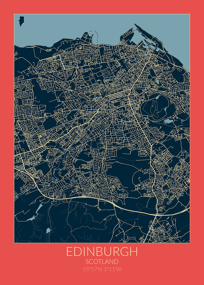 Edinburgh Map Red Blue