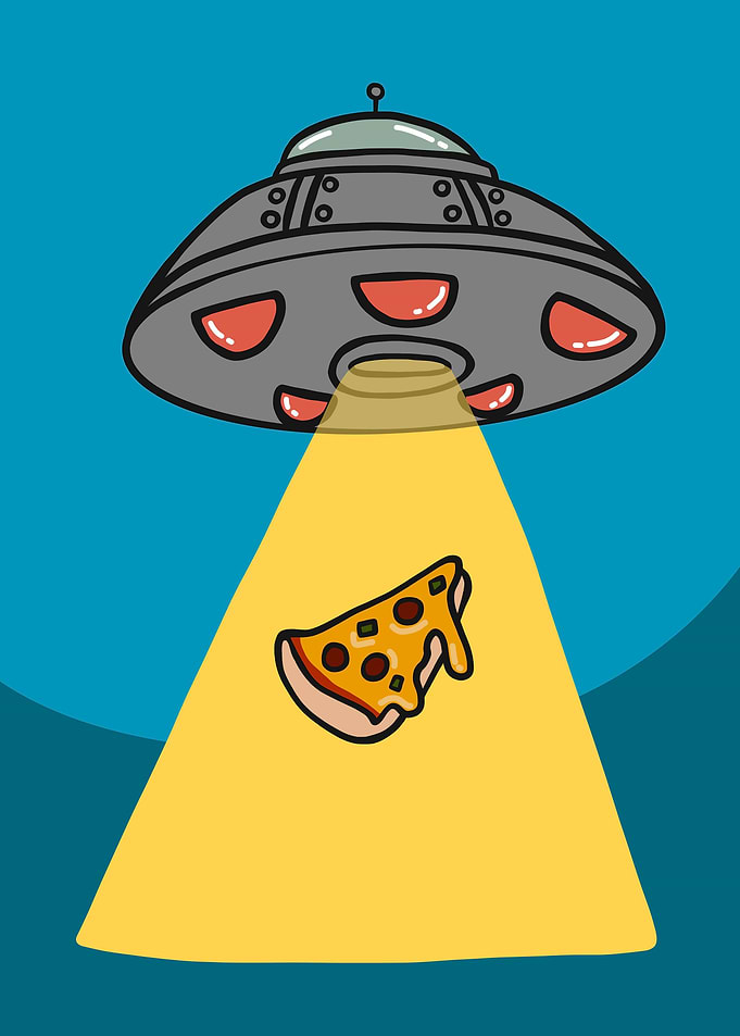 UFO kidnap piece of pizza