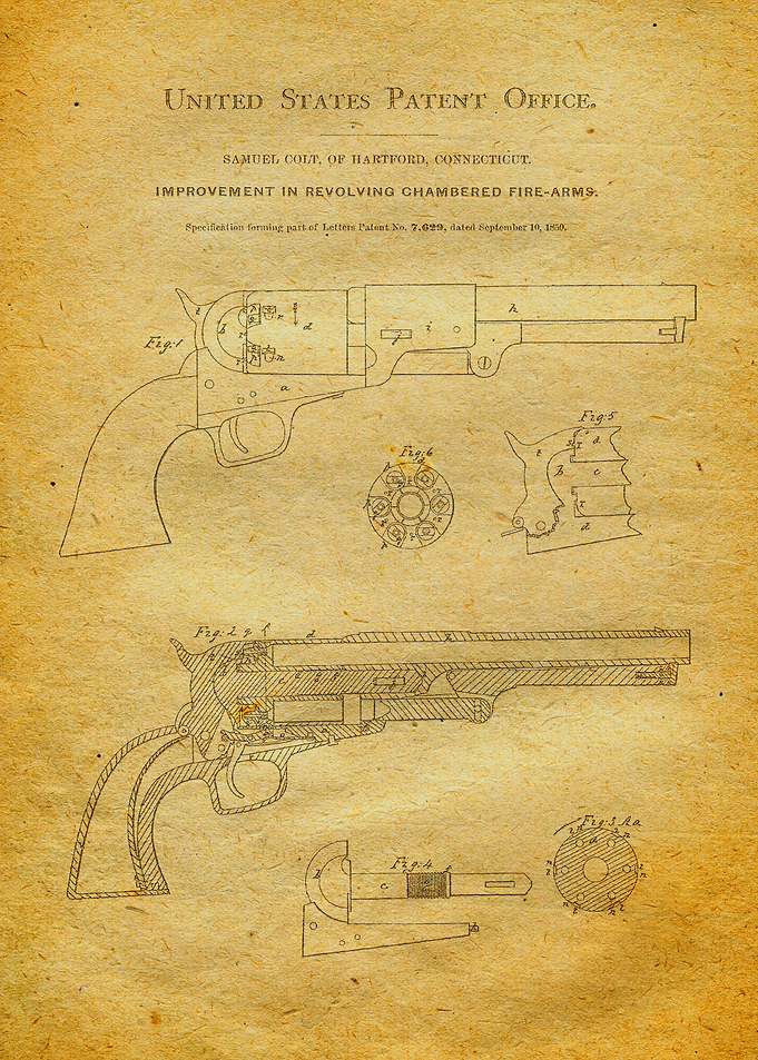 4 1850 Colt Revolver Pate