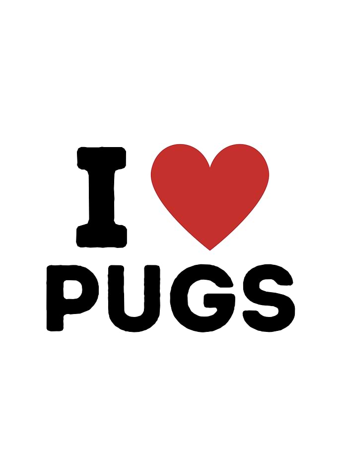 I Love Pugs Simple Heart