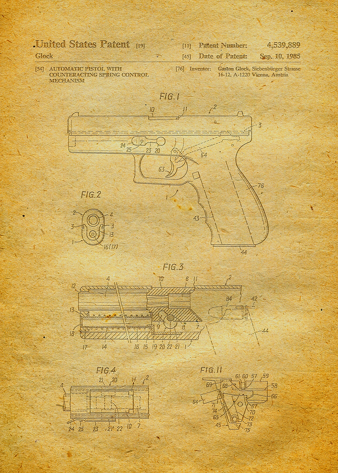 9 Glock Pistol Patent 198