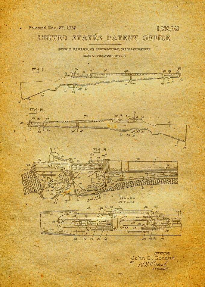 2 M1 Garand Rifle Patent