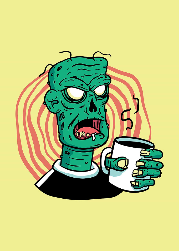 Zombie Drinking Coffee
