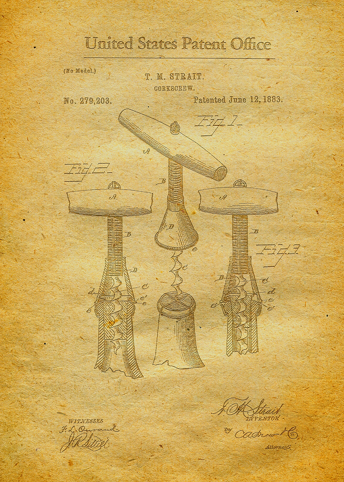5 Corkscrew Patent Print