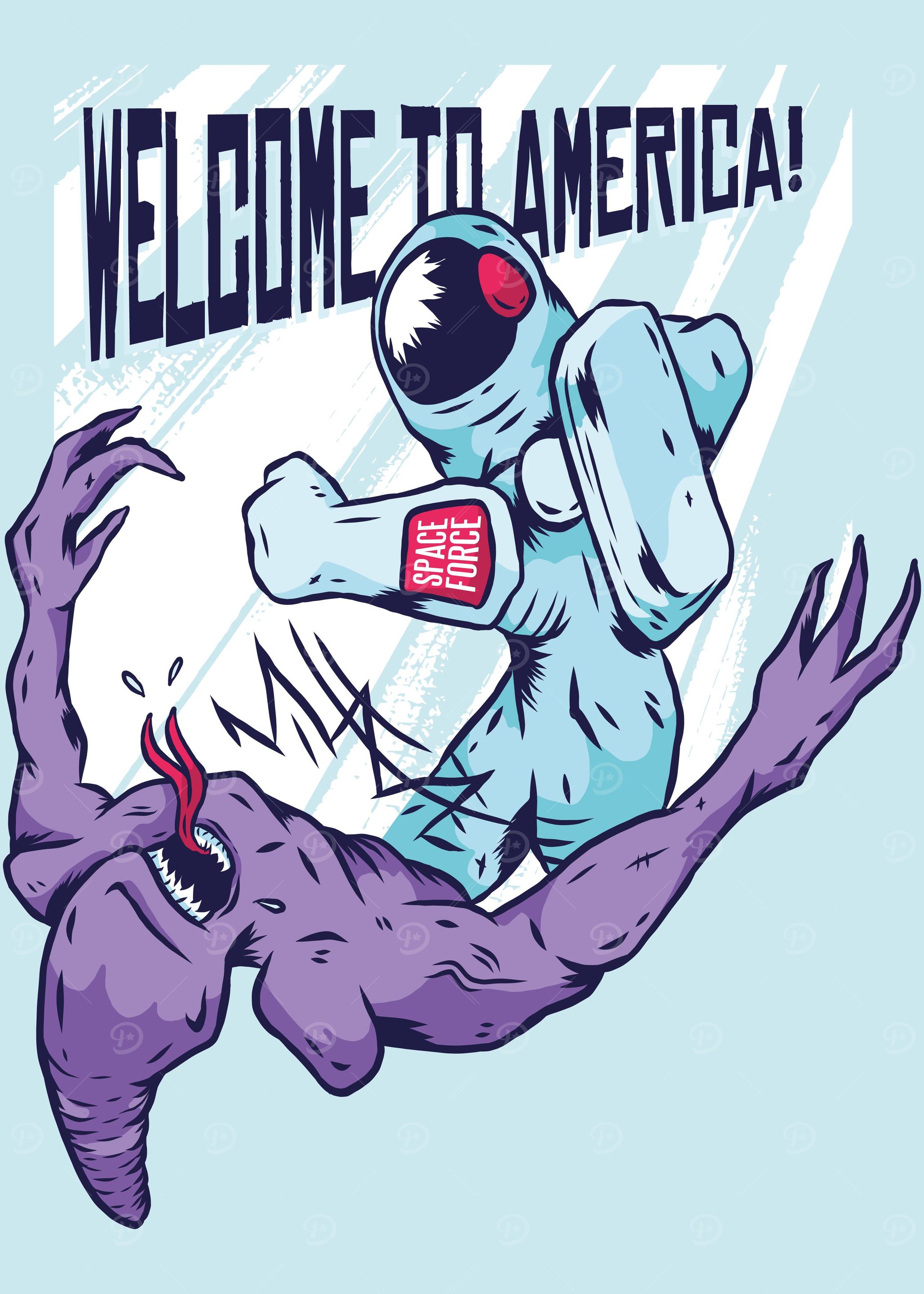 ASTRONAUT PUNCHING ALIEN