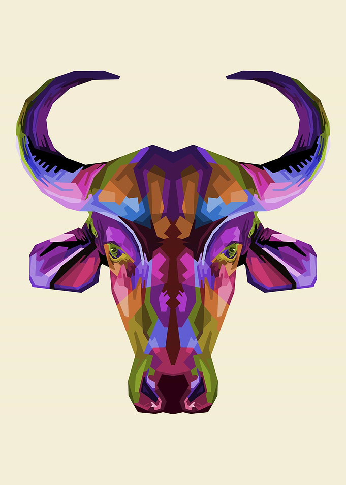 colorful bull pop art