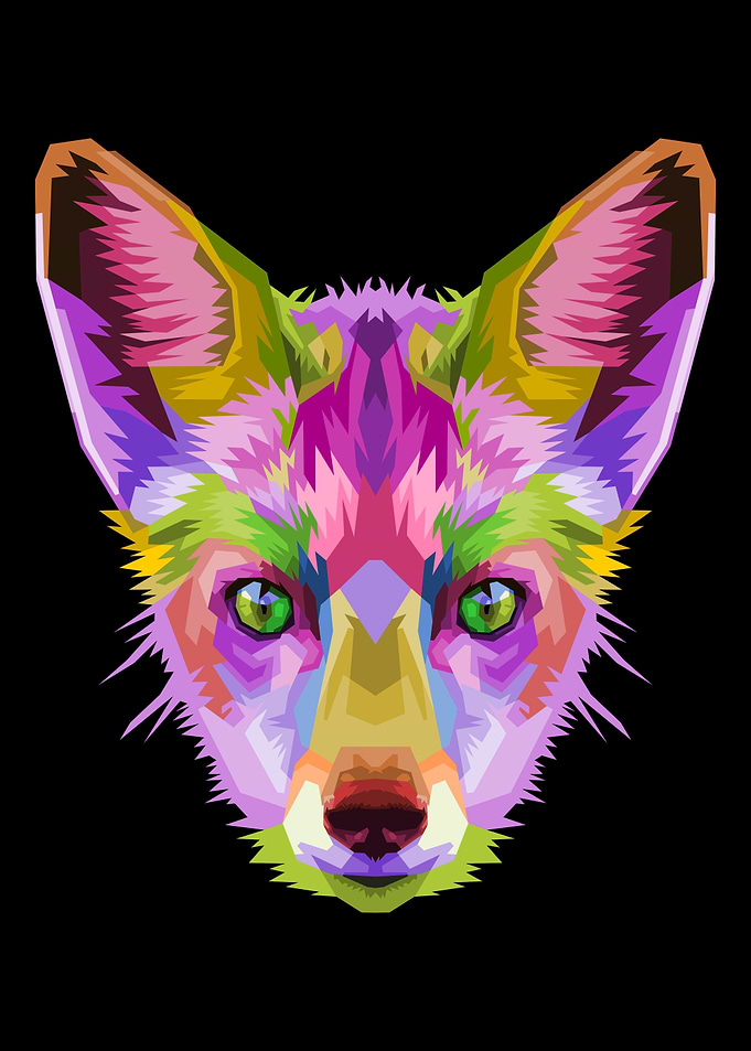 colorful fox on pop art