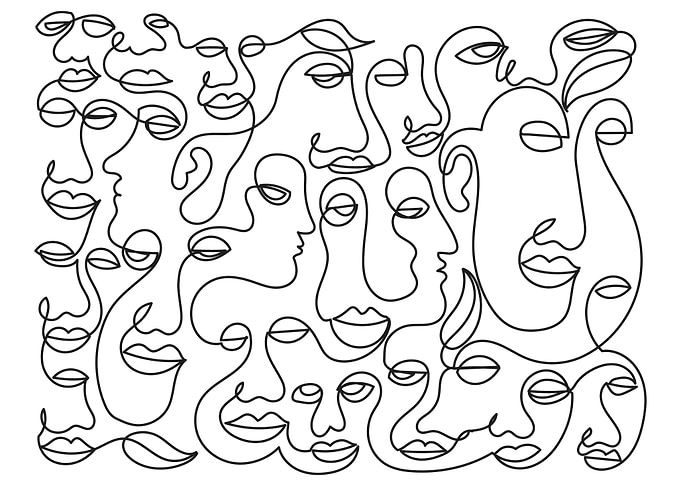 LineArt Abstract Faces