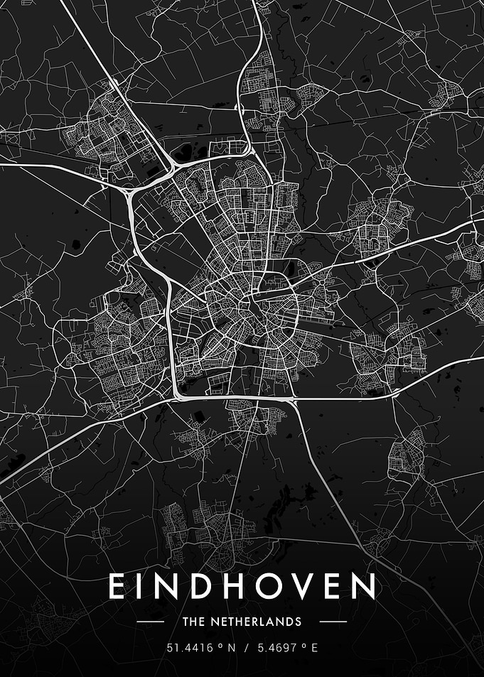 Eindhoven City Map Dark