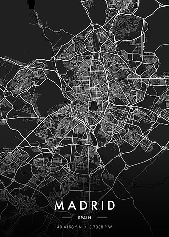 Madrid City Map Dark