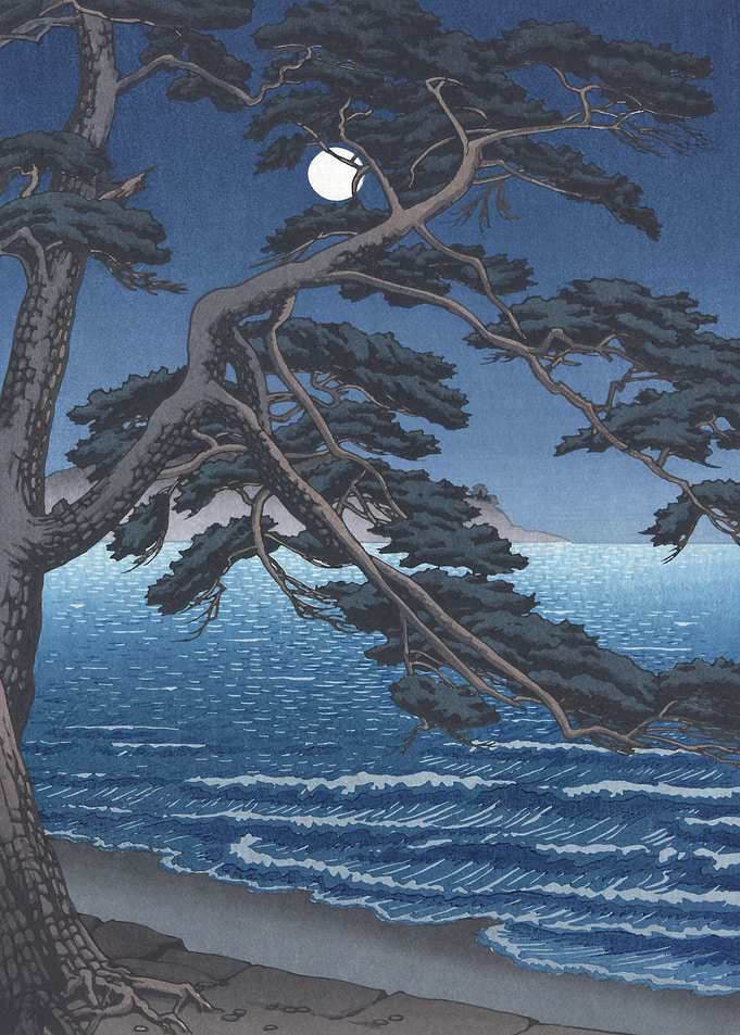 Moon Over Enoshima Beach