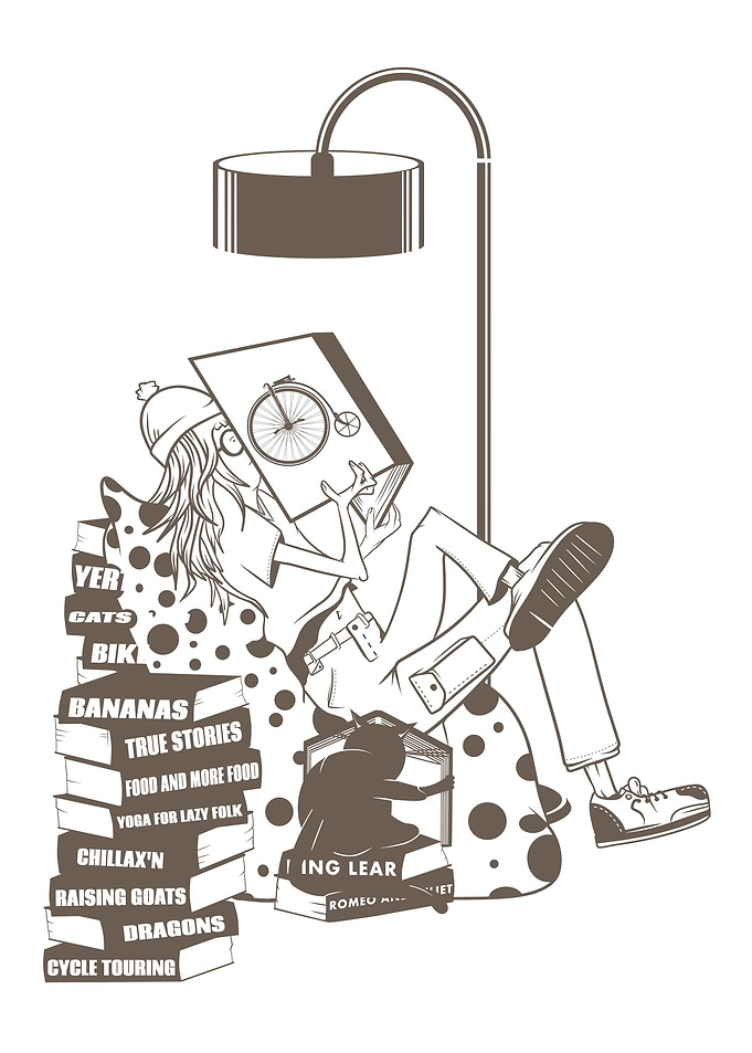 Girl reading books