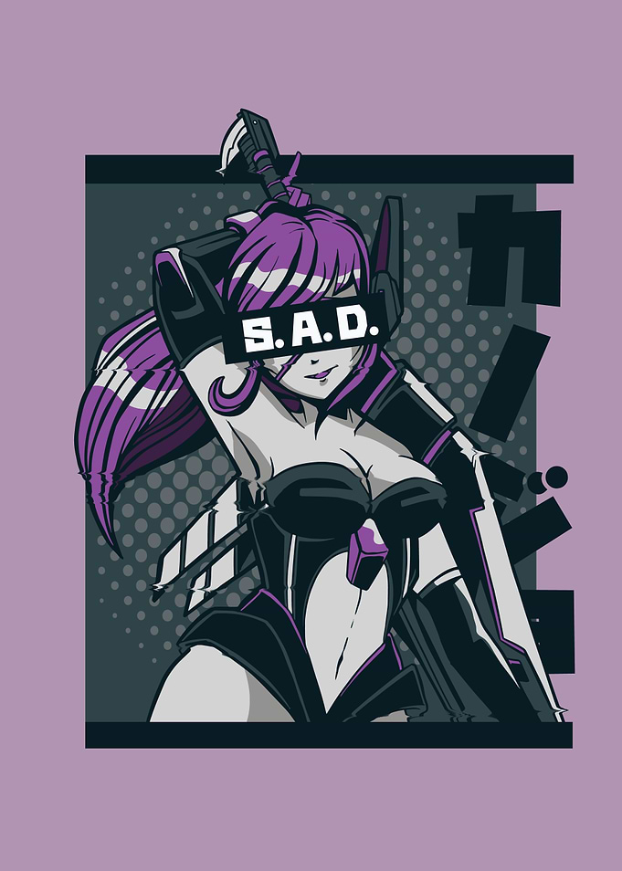 Anime Girl SAD with Sword