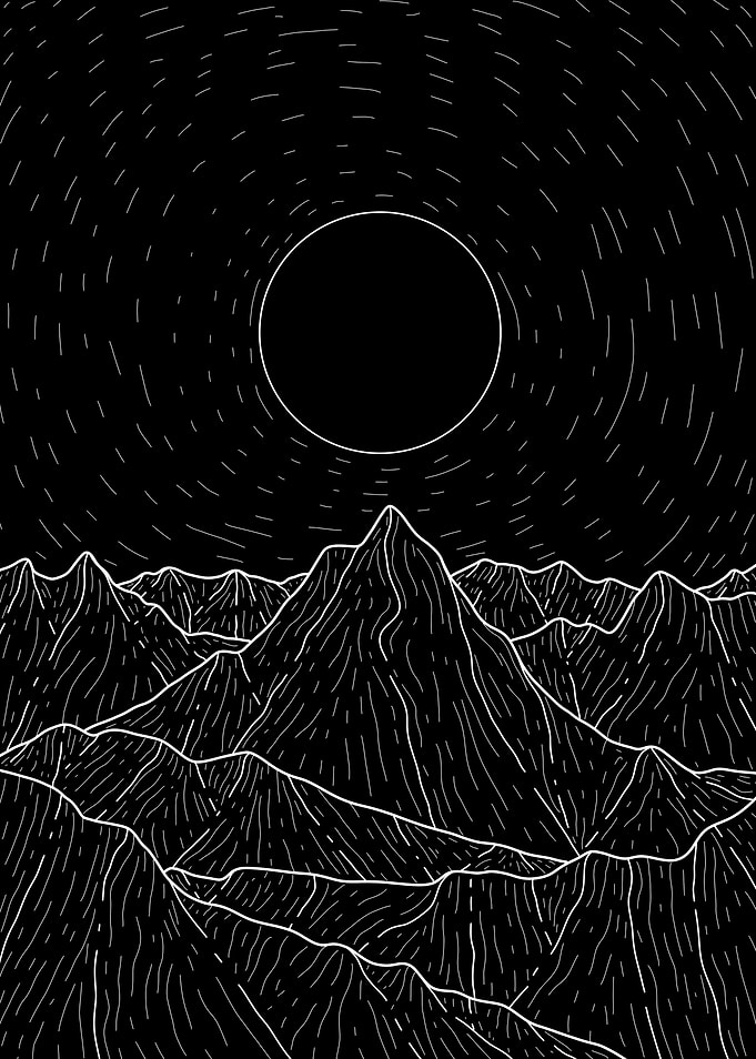A dark mountain view