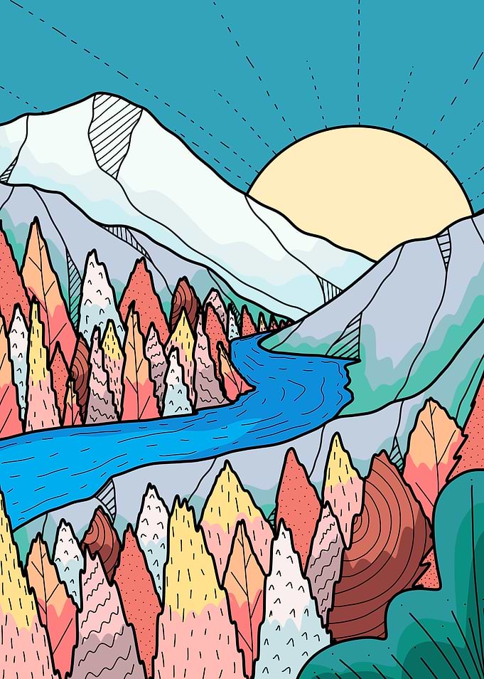 The autumn valley stream