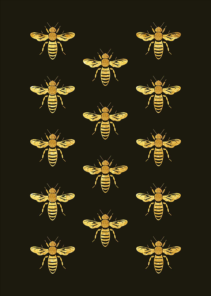Gold Bees in Formation
