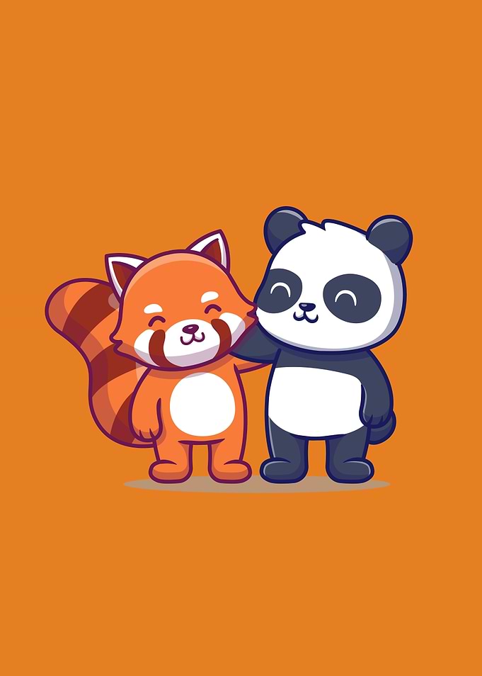 Panda And Her Cute Friend