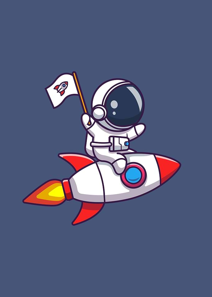 Kawaii Astronaut on Rocket