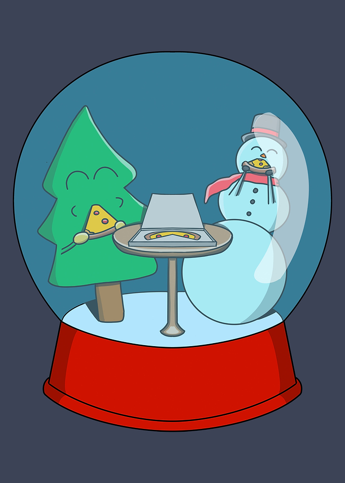 Christmas pizza friends