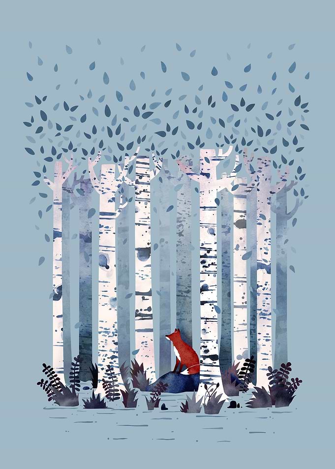 The Birches in Blue